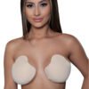 LuckeLadybug LLC beige cat ear fabric nipple covers worn by model for bra accessory