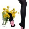 Cat paw thigh high stockings featuring a cute design with pink paw prints against a black background