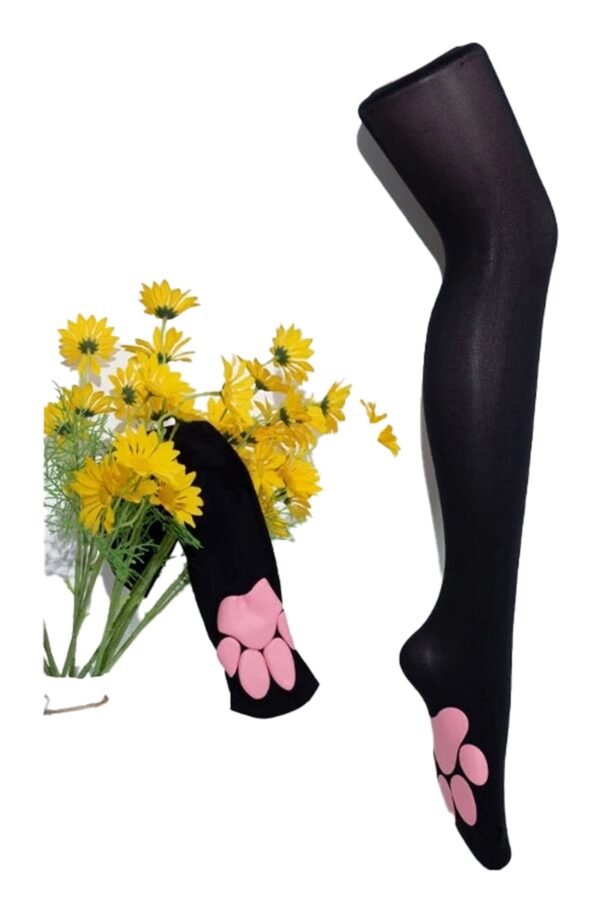 Cat Paw Thigh High Stockings Collection 23 Cat Paw Thigh High Stockings Collection Cat paw thigh high stockings featuring a cute design with pink paw prints against a black background