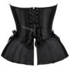 Black steampunk corset top with lace-up detail and flared hem for a stylish look, perfect for costuming