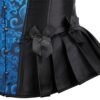 Elegant blue steampunk corset top with intricate patterns and stylish bows on the sides