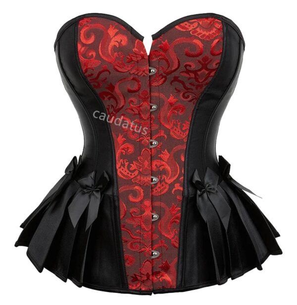 Blue Steampunk Corset Top With Ruffles 63 Blue Steampunk Corset Top With Ruffles Stylish blue steampunk corset top with lace-up front and elegant bow accents for a unique look