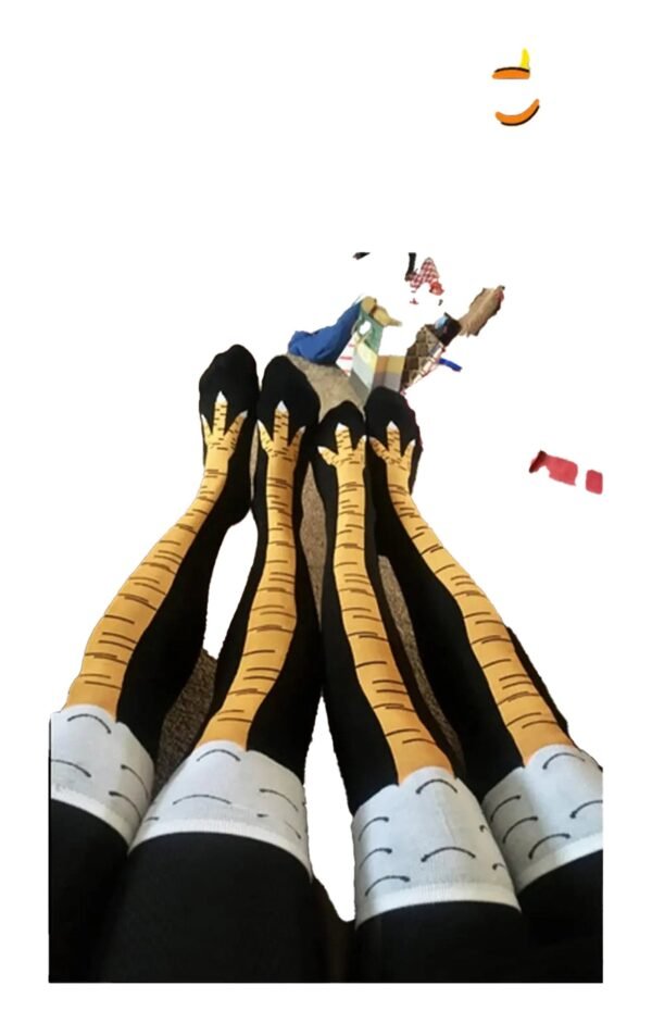 Chicken Feet Thigh High Socks Fun Fashion 22 Chicken Feet Thigh High Socks Fun Fashion LuckeLadybug LLC chicken feet thigh high socks featuring a fun design with yellow chicken feet