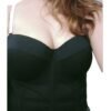 Stylish plus size mesh corset top with supportive underwire and adjustable straps for a flattering fit