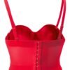 Red plus size mesh corset top from LuckeLadybug LLC with adjustable straps for a flattering fit