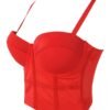Red plus size mesh corset top for enhanced support and stylish wear