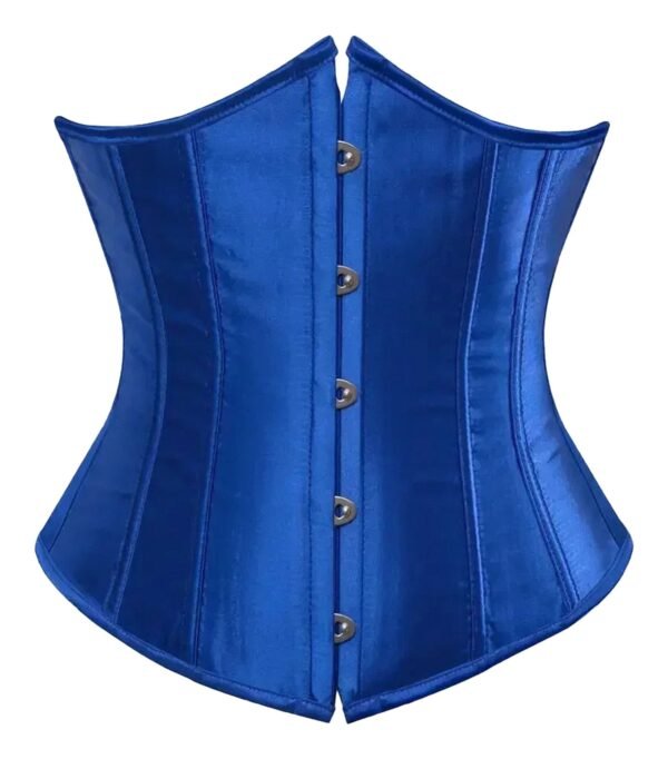 Corset Tops For Women Elegant Blue Design 1 Corset Tops For Women Elegant Blue Design Shiny blue corset top for women with a fitted silhouette and front buttons, perfect for stylish outfits.
