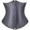 Sleek black corset top for women with a structured design and stylish hook closures