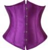 Purple satin corset top for women with structured design and front fastening buttons