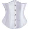 White satin corset top for women featuring a structured design with button closure