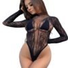 LuckeLadybug Crotchless Bodystocking Lingerie Teddy 9 LuckeLadybug Crotchless Bodystocking Lingerie Teddy Luxurious black crotchless bodystocking lingerie featuring intricate lace and fishnet design