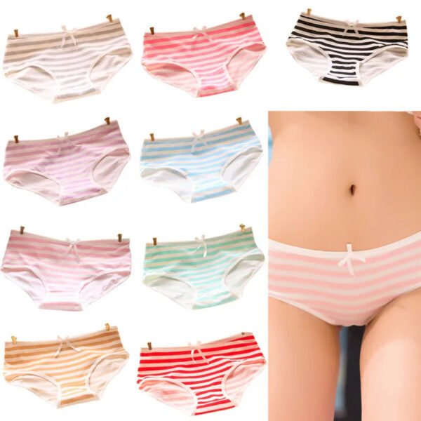 cute cotton striped panties for women black and pink stripes