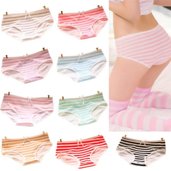 cute cotton striped panties for women blue and white stripes