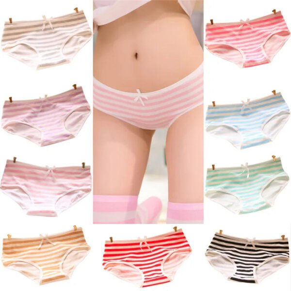 cute cotton striped panties for women pink and white stripes