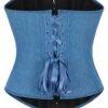 Denim corset top women with lace-up front and elegant satin ribbons for a stylish fit