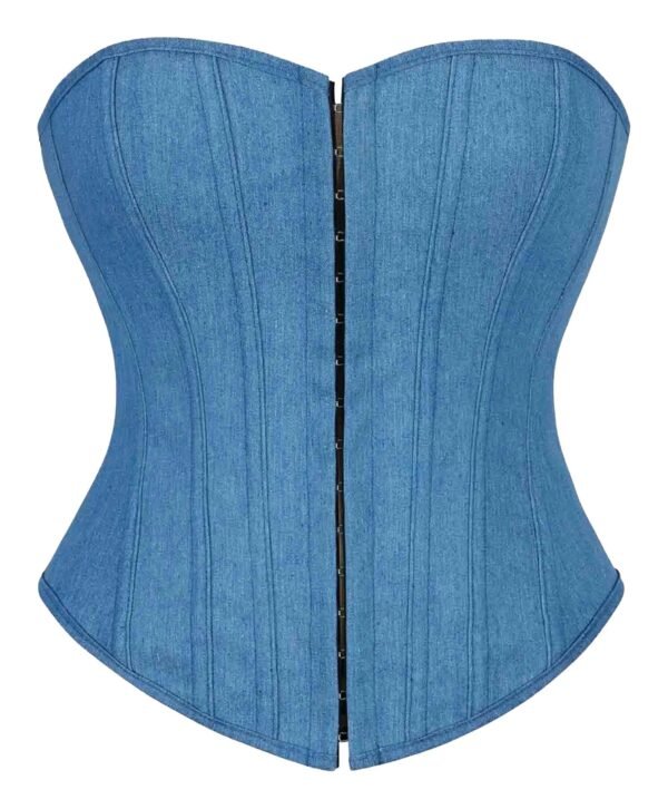 Denim Corset Top Women Trendy Blue Style 9 Denim Corset Top Women Trendy Blue Style Denim corset top women featuring a structured design and front hook closure for a flattering fit