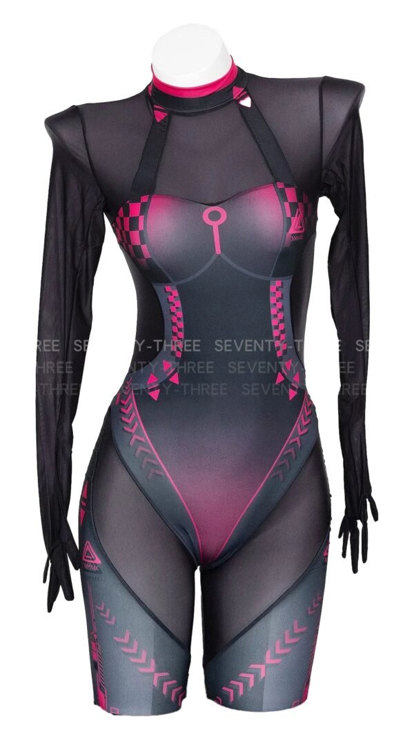D.va Cosplay Bodysuit For Women 21 D.va Cosplay Bodysuit For Women D.Va cosplay bodysuit for women featuring a sleek design with long sleeves and stylish accents.