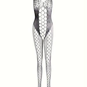 Front View of Alluring Fishnet Halter Bodystocking