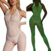 Plus Size Women's Crotchless Bodystocking - Semi-Sheer Contrast Mesh Design 71 Plus Size Women's Crotchless Bodystocking - Semi-Sheer Contrast Mesh Design Plus Size Women's Crotchless Bodystocking Front View