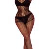 Front View Of Plus Size Women's Sexy Hollow Out Bodystocking