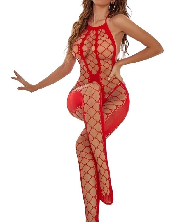 Sultry Fishnet Bodystocking in Different Lighting