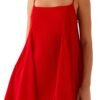 Red babydoll dress by LuckeLadybug LLC featuring an elegant lace trimmed nightgown design