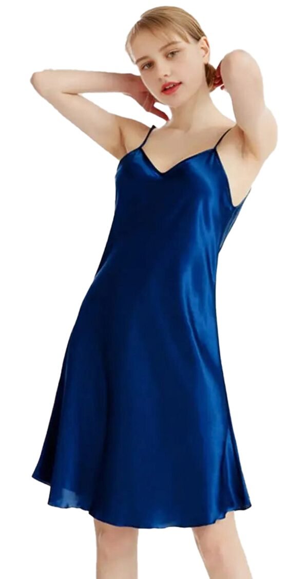 Elegant Satin Nightgown For Women 25 Elegant Satin Nightgown For Women Elegant satin nightgown for women in blue with a sleek design and adjustable straps