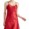 Elegant satin nightgown for women in red with adjustable straps and flowing design