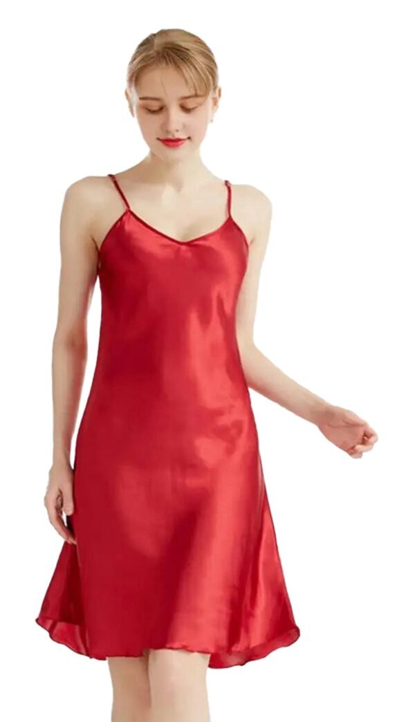 Elegant Satin Nightgown For Women 31 Elegant Satin Nightgown For Women Elegant satin nightgown for women in red with adjustable straps and flowing design