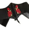 LuckeLadybug fashion corset belt for women with floral embroidery and adjustable laces