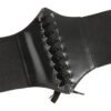 Black fashion corset belt for women with lace-up design and stretchy sides for comfortable wear