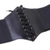 LuckeLadybug fashion corset belt for women in black with lace-up design and stretchy sides