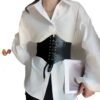 LuckeLadybug Women's Fashion Corset Belt for Women in Black, Stylishly Accentuates Waist over Shirt