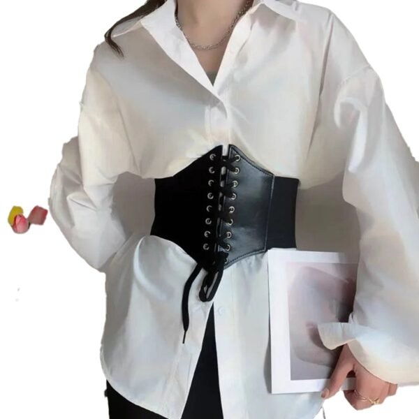Fashion Corset Belt for Women Trendy Style 26 Fashion Corset Belt for Women Trendy Style LuckeLadybug Women's Fashion Corset Belt for Women in Black, Stylishly Accentuates Waist over Shirt