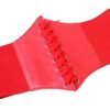 Red fashion corset belt for women featuring lace-up design and elastic side panels