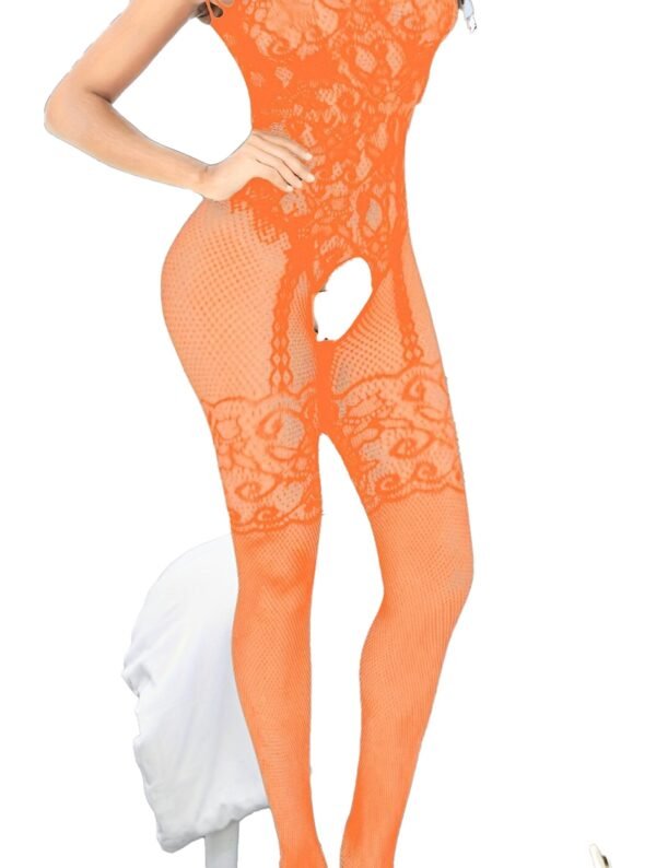 Sultry Semi-Sheer Bodystocking with Hollow Out Jacquard - Sexy