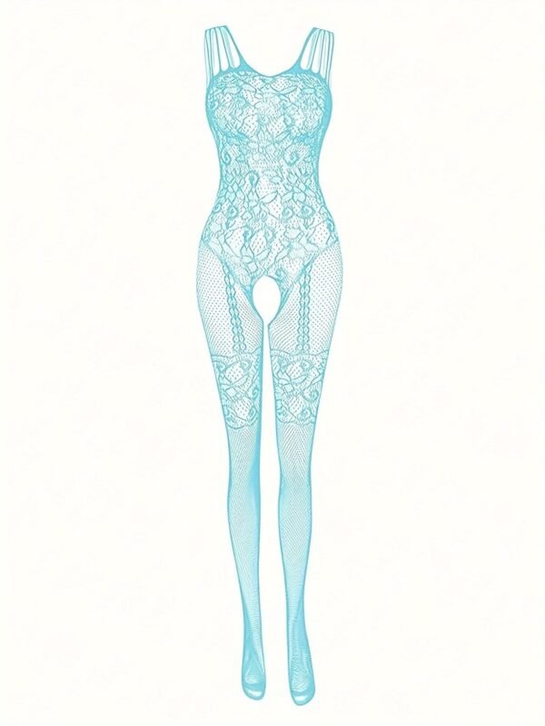 Sultry Semi-Sheer Bodystocking with Hollow Out Jacquard - Sexy
