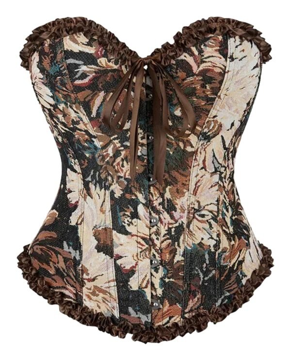 Floral Gothic Corset Top For Stylish Wear 21 Floral Gothic Corset Top For Stylish Wear Floral Gothic Corset Top with Ruffled Edges and Lace-Up Front Style from LuckeLadybug LLC