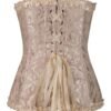 Floral lace corset top in beige with satin ribbon lacing and ruffled hem for a stylish look