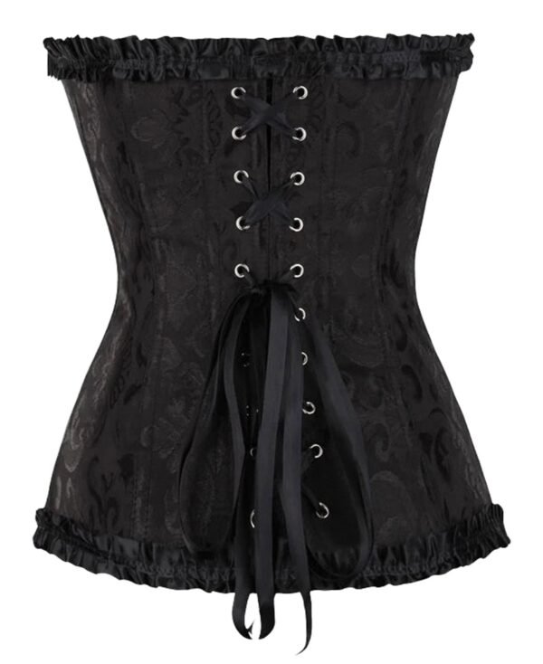 Floral Lace Corset Top In Vibrant Colors 9 Floral Lace Corset Top In Vibrant Colors Black floral lace corset top with lace-up back and ruffled edges for a stylish look