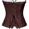Elegant floral lace corset top for women in rich brown with intricate detailing and lace-up design