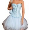 Light blue floral lace corset top for women paired with a tulle skirt for a stylish look