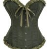 Floral Lace Corset Top For Women 41 Floral Lace Corset Top For Women Olive green floral lace corset top for women with satin ribbon and decorative ruffles