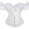 LuckeLadybug LLC floral lace off shoulder corset top in white with elegant puff sleeves