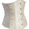 Elegant floral underbust corset for women in cream with intricate lace pattern and adjustable hooks