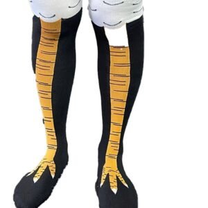 Funny chicken feet thigh high stockings featuring a playful chicken leg design for fun and quirky outfits