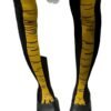 Funny chicken feet thigh high stockings with vibrant yellow design, perfect for playful outfits.