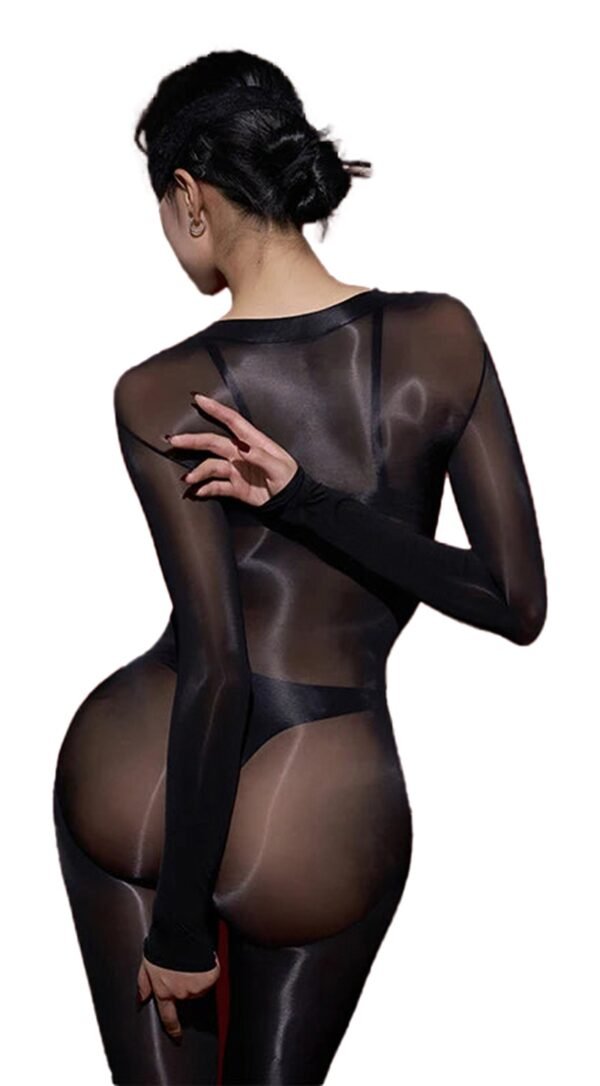 Glossy Transparent Bodysuit For Women 32 Glossy Transparent Bodysuit For Women Glossy transparent bodysuit for women showcasing a sleek design and form-fitting silhouette
