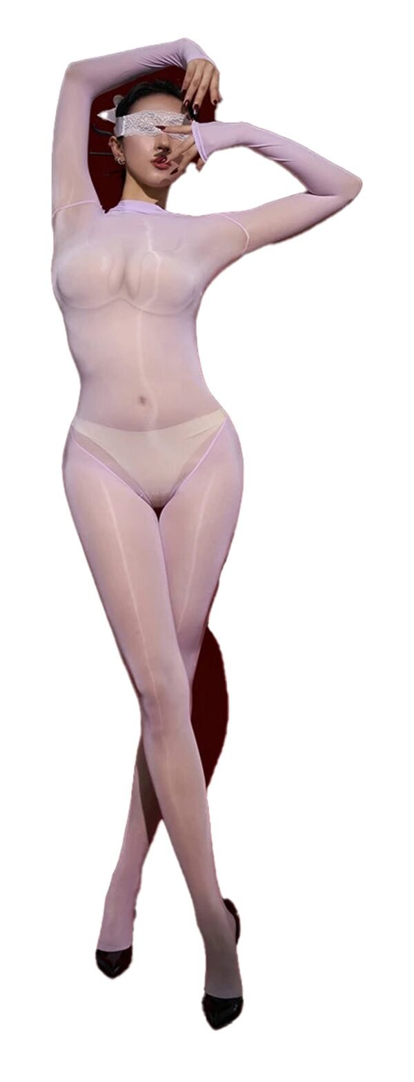 Glossy Transparent Bodysuit For Women 42 Glossy Transparent Bodysuit For Women LuckeLadybug glossy transparent bodysuit for women featuring long sleeves and stylish design