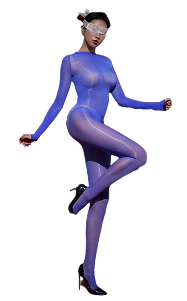 Glossy Transparent Bodysuit For Women 36 Glossy Transparent Bodysuit For Women Glossy transparent bodysuit for women in blue, perfect for stylish layering and unique fashion statements